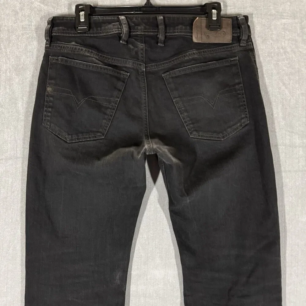 Diesel Waykee Jeans Mens 32x32 Black Regular Straight Button Fly Stretch Denim